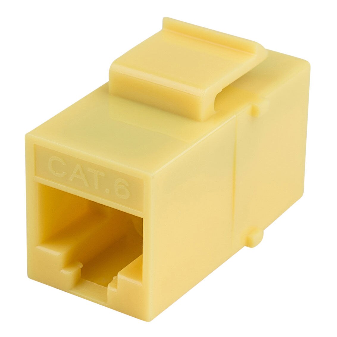 Cat 6 RJ45 Inline Coupler with Keystone Latch - Yellow